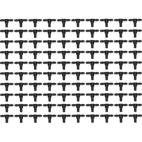 100 raccords en T 4/7 pour arrosage goutte à goutte, connecteurs de tuyau de jardin, système d'irrigation, lot de 100 pièces (1/5)