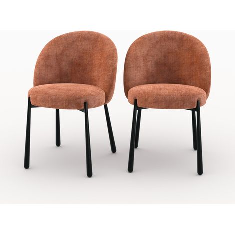 Lot de 2 chaises en velours chenillé terracotta et métal noir - Pulpy
