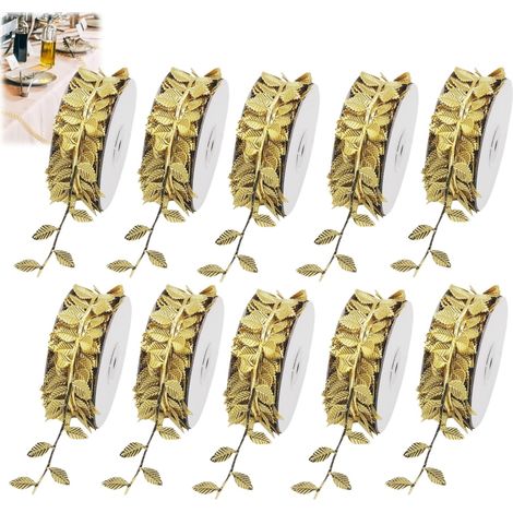 Ruban Feuilles Dorées avec Design Embossé,Lot de 10 Guirlande Artificielle de Feuilles, pour Décoration Mariage et Noël,Chemin de Table Doré,Deco Mariage Champêtre,Loisirs Créatifs (1/5)