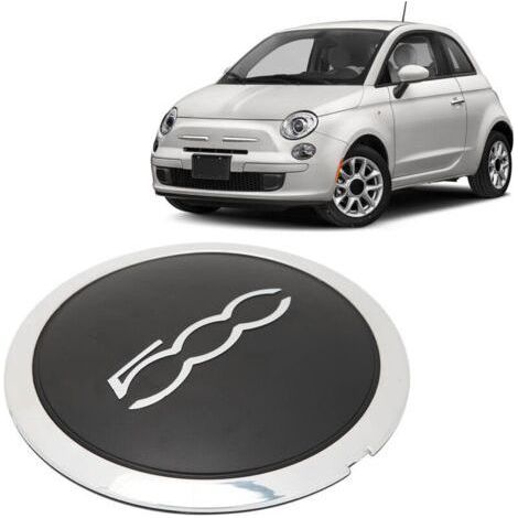 Hubcap with chrome trim 68078419ac for Fiat 500, replacement hubcap for car wheel - black (1/4)