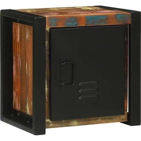 Armoire de salle de bain avec porte Marron Bois Recyclé Solide (1/5)