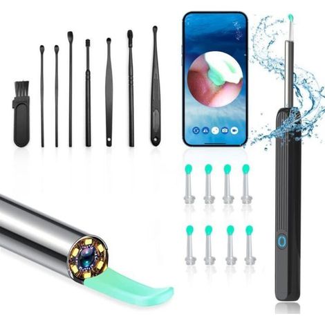 Nettoyant Oreille Otoscope, 1296P HD Kit Camera Oreille d'élimination du cérumen avec 6 lumières LED, Adapté Aux iOS et Android (1/4)