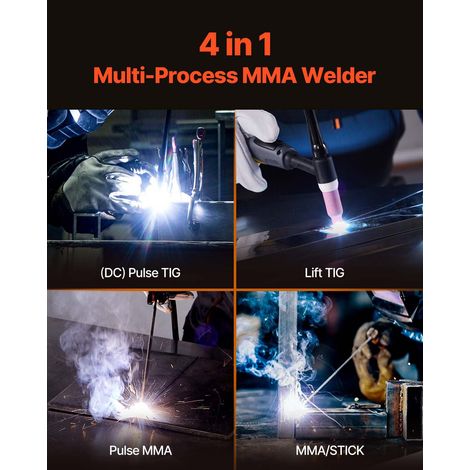 Poste à Souder TIG, 140 A, Machine de Soudage 4 en 1, avec Grand Écran LED Intelligent, DC Pulse TIG/DC Pulse MMA/Lift TIG/MMA (Sti… (1/5)