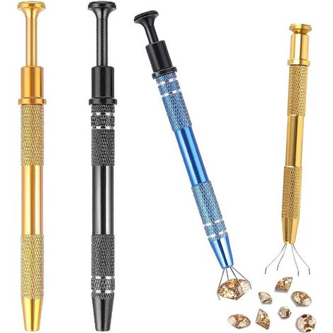Lot de 3 outils de ramassage à 4 griffes, pinces de préhension en métal pour petites pièces, bijoux, composants électroniques et circuits intégrés (1/5)
