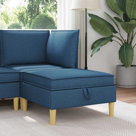 vidaXL Pouf con Storage Blu Tessuto (1/5)