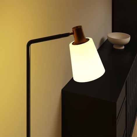 Lampadaire LED sol réglable, tête orientable 350°, température de couleur 3000K/4000K/6500K, noir (1/5)