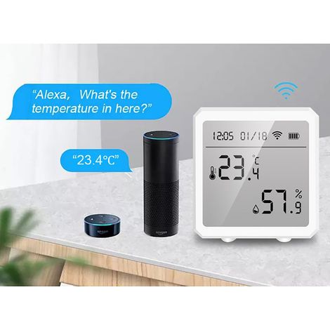 Intelligentes WLAN-Thermometer mit Hygrometer, Temperatur- und Feuchtigkeitssensor, digitalem LCD-Bildschirm, Steuerung und Heimkompatibilität (Tuya) (1/5)