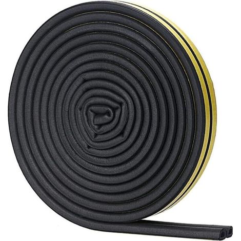 Door Weather Stripping, Self Adhesive Foam Seal Strip, Soundproofing Rubber Seal Strip and Windows Gap Blocker, Anti-Collision D-Shape Door Seal Strip 32.8 ft (Black) (1/5)