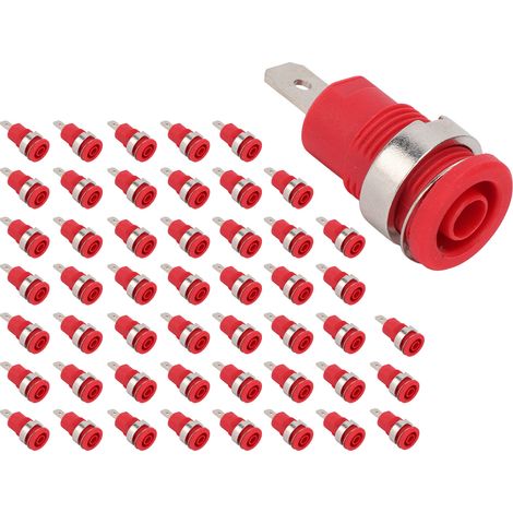 50x Douille Banane 4mm Cuivre Rouge Forte Intensité Décharge Longue Durée Bonne Conduction Accessoires Test Électronique M12x0.75 (1/5)