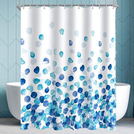 Duschvorhang Blaue Blütenblätter 240x200cm Wasserabweisend Polyester inkl. 16 (1/5)