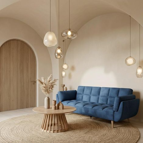 Mömax Schlafsofa Cora Blau Samt (1/5)