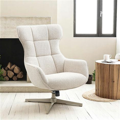 Fauteuil pivotant confort, couleur blanc naturel BERLIN (1/5)