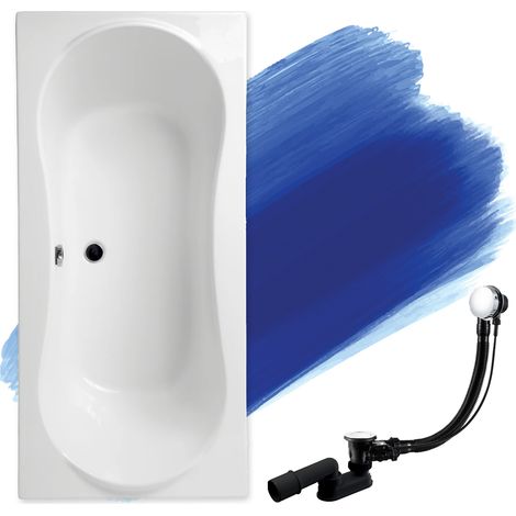 Baignoire Rectangulaire 180x80, Siphon de bain et pieds (support) - Set 3en1 - Fabriqué en UE - BADLAND LONG