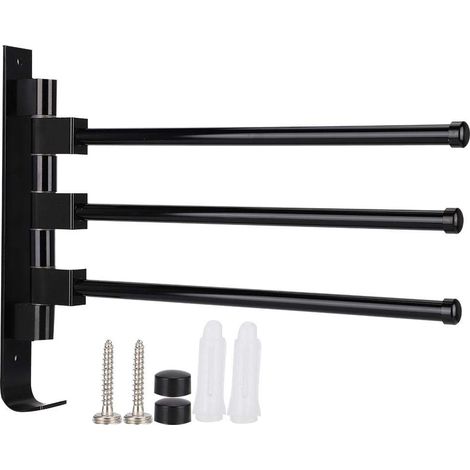 Handtuchhalter, Rezeption Hotel Badezimmerbereich Aluminium Mehrfachstangen Handtuchhalter Aufbewahrungsorganizer (Schwarz 3 Stangen) (1/5)