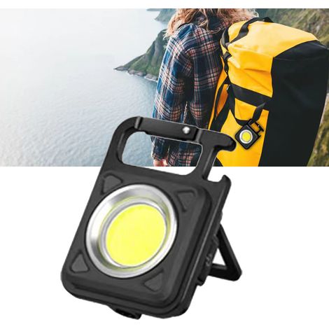 Lampe porte-clés COB, type C, mini lampe de travail portable pour le camping et les activités de plein air, noire. (1/5)