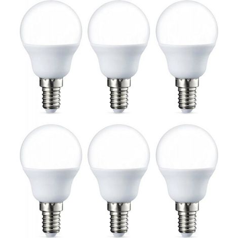 Lot de 6 petites ampoules LED rondes G45 Culot Edison à vis E14 5 W Blanc chaud Intensité non variable [Classe énergétique F]