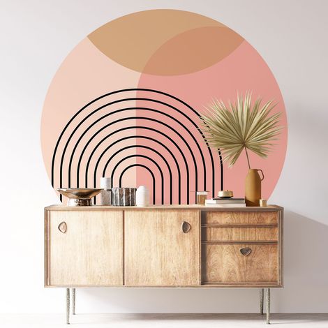 Sticker mural rond / cercle - Boho - Diamètre 40 cm - Adhésif MAT (1/3)