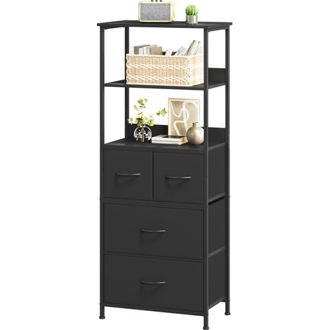 Somdot Etagère de Rangement avec 4 Tiroirs en Tissu - Dimensions 30P x 51,5l x 128,5H - Noir (1/5)