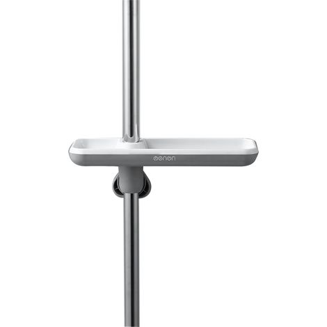 Caddie de douche, étagère à hauteur réglable, support pour barre coulissante, brosse de salle de bain, organisateur de savon, rangement rotatif, plateau détachable, shampoing (1/5)