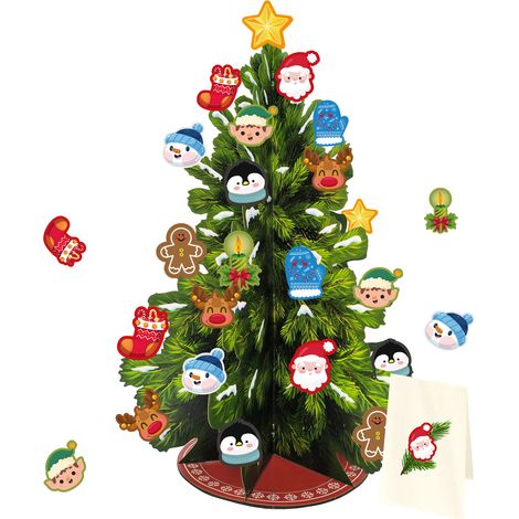 Arbre De Noël En Papier Pop Up 3D Avec Ornements Amovibles, Décoration Fête (1/2)