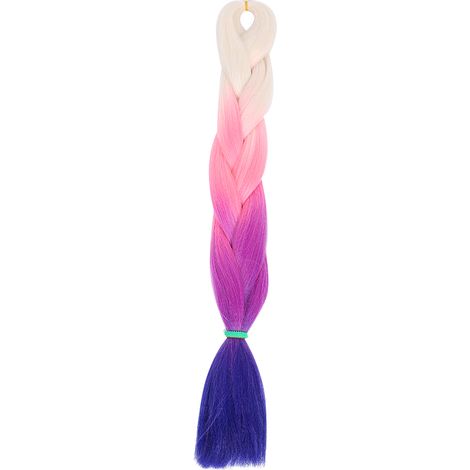 Synthetische Ombré-Zöpfe in Weiß, Rosa, Lila und Dunkelblau – Jumbo Braid Haarverlängerungen (1/5)