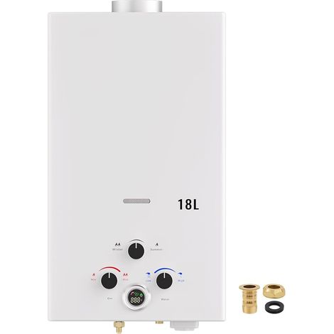 Chauffe-eau à Gaz,18L Chauffe-Eau Sans Réservoir Portable, Chauffe-eau Instantané au Propane Avec Affichage Numérique Multi-protection Pour les Voyages en Camping, RV Voyage