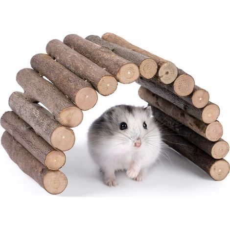 Pont d'échelle de souris de hamster, pont en bois, pont pour cobayes rats hérisson gerbilles souris planeur de sucre, jouet à mâcher pour petits animaux