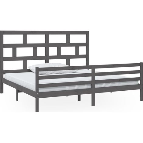 Maison Exclusive - Massivholzbett Grau Kiefer 200x200 cm