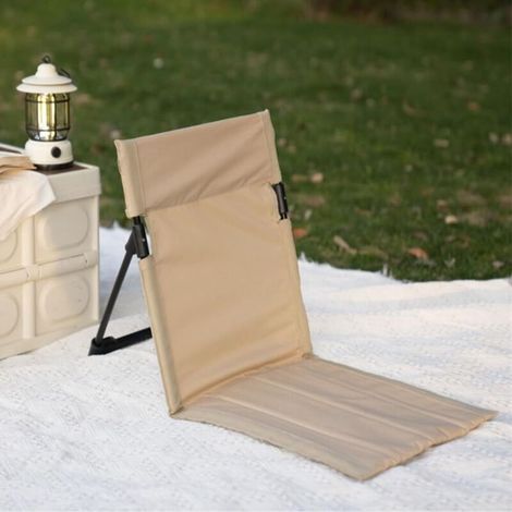 Chaise pliante 39,5 x 38,5 x 41,5 cm en tube d'aluminium kaki avec dossier, idéale pour pique-nique sur la plage ou la pelouse, 1 pièce (1/5)