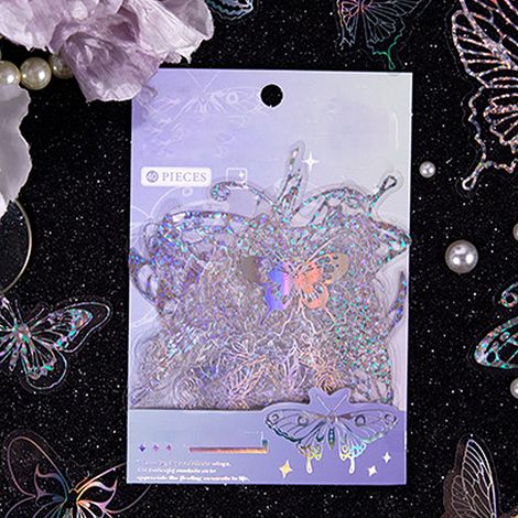 Stickers de carnet laser PET [40 pièces] - Effet de lumière et ombre tridimensionnel pour embellir les albums photos, cartes cadeaux et enveloppes (1/5)