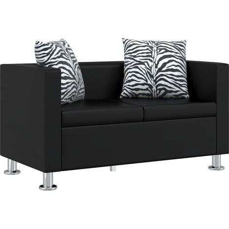 Canapé fixe 2 places Canapé scandinave Sofa Cuir synthétique Noir 35465 (1/5)