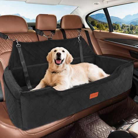 Siège auto pour grand chien, lavable, amovible, 2 laisses, noir (1/5)