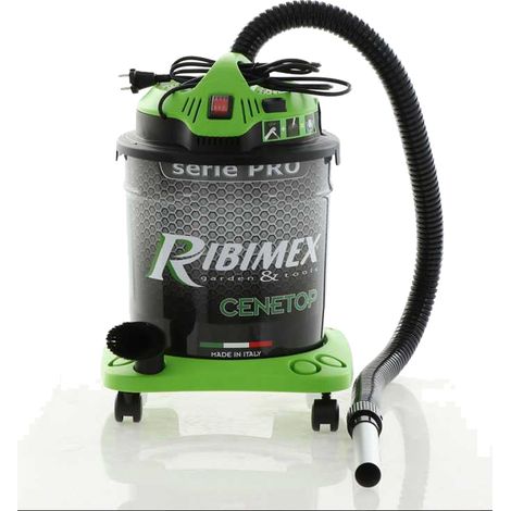 Ribimex – Aspirateur à cendres 18L 1200W – Dépression 17Kpa – Filtre HEPA lavable – Flexible métal 1,30m – Chariot avec roulettes