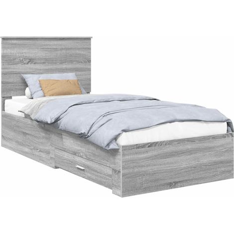 Estructura de cama Gris Sonoma 90 x 200 cm Madera de ingeniería vidaXL
