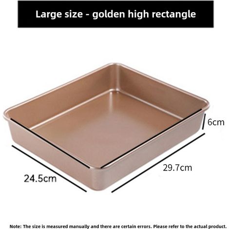 Molde rectangular para pasteles con revestimiento antiadherente, fabricado en acero al carbono color oro (32 x 26,8 x 5,8 cm). (1/5)