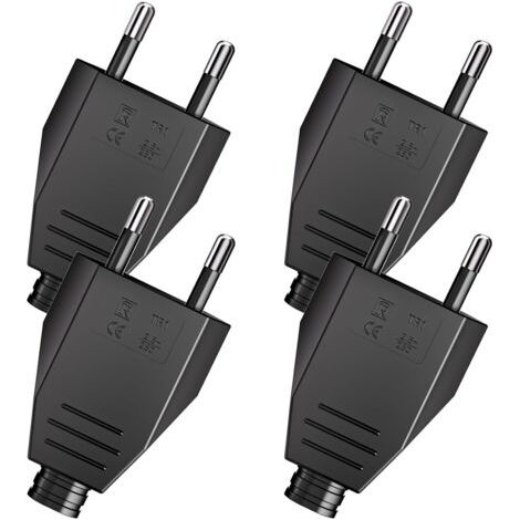 BUNTHAUS (Noir)4 Pièces Fiche Européenne Plate, Prise Electrique Male 250V 2.5A, Fiche Euro Schuko Fiche D'alimentation Domestique Décorative à Encastrer ou à Remplacer (1/5)