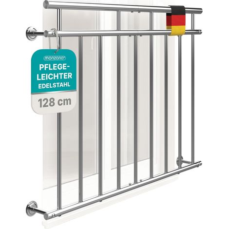 MONZANA Französischer Balkon Edelstahl Pflegeleicht Füllstäbe Balkongeländer Terrassengeländer Fensterschutz  128cm