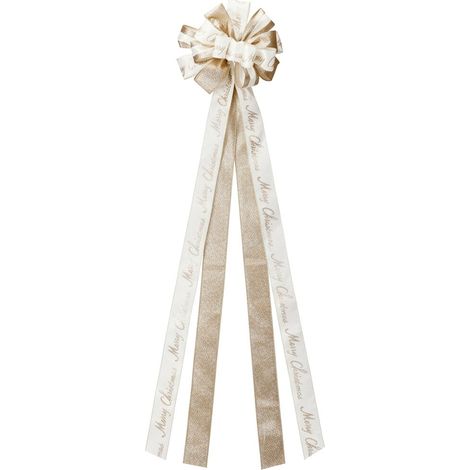 Dekorative Schleife für den Weihnachtsbaum, cremefarben-goldener Weihnachtsschmuck, groß