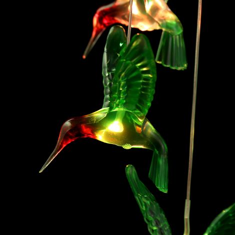 Solarbetriebenes Windspiel mit farbwechselnden LEDs, 6 vogelförmigen Kugeln, ABS + farbigem Kunststoff, 60 x 13 cm, Garten-/Terrassendekoration mit umweltfreundlichem Solarpanel