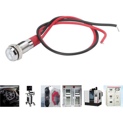 Voyant lumineux LED étanche en métal de 6 mm, petit voyant d'alimentation avec fil, blanc. (1/5)
