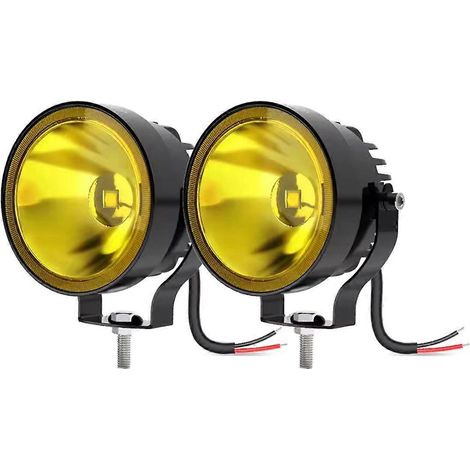 Set mit 2 gelben 4-Zoll-LED-Arbeitsscheinwerfern für Motorrad, Quad und Boot (1/5)
