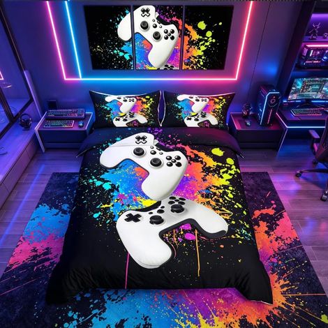 Housse de Couette,Housse de Couette,Couvre-lit,Housse de Couette Super King 3 pièces Aquarelle,Teinture tie-Dye pour Chambre à Coucher (1/5)
