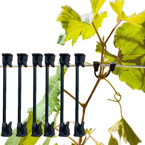 Lot de 200 pinces pour tomate, raisin, framboise, kiwi vigne support pour plantes de jardin avec crochet fixe pour plantes de jardin Convient pour fil 9-12 (1/5)