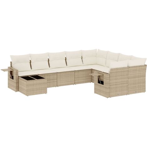 Maison Exclusive - Juego de sofás jardín con cojines beige 10 pza (1/5)