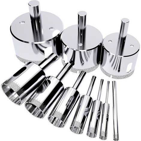 10 Pcs Scie-cloche Diamantée 6-50 mm – Coupe Verre, Porcelaine, Céramique, Pierre (1/5)