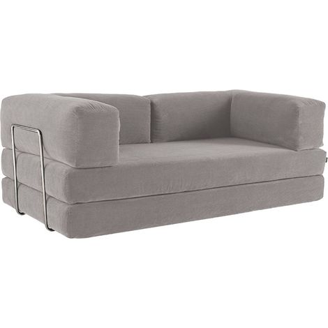 sweeek - 3-Sitzer-Schlafsofa im Vintage-Stil mit Cordbezug und verchromtem Außengestell, Cord, Hellgrau (1/5)