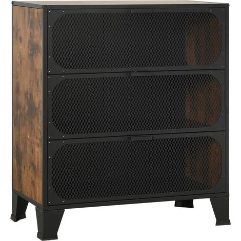 Armoire de rangement industrielle urbaine avec 2 étagères 72 x 36 x 82 cm en métal marron rustique (1/5)