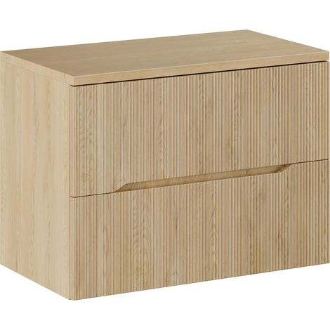 Meuble suspendu sous vasque avec le plan NORDIC chêne cremona 80 cm (1/5)