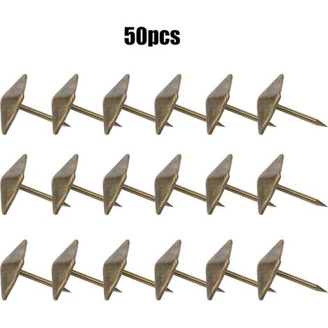 50 boutons de meubles carrés - Anthracite (12 x 18 mm) - Clous décoratifs pour canapés, lits et portes (1/5)