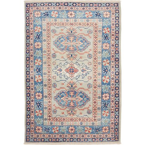 Tapis d'orient 79 x 118 cm, motif oriental, crème, bleu et rouge, en laine nouée à la main, artisanal et authentique (1/5)